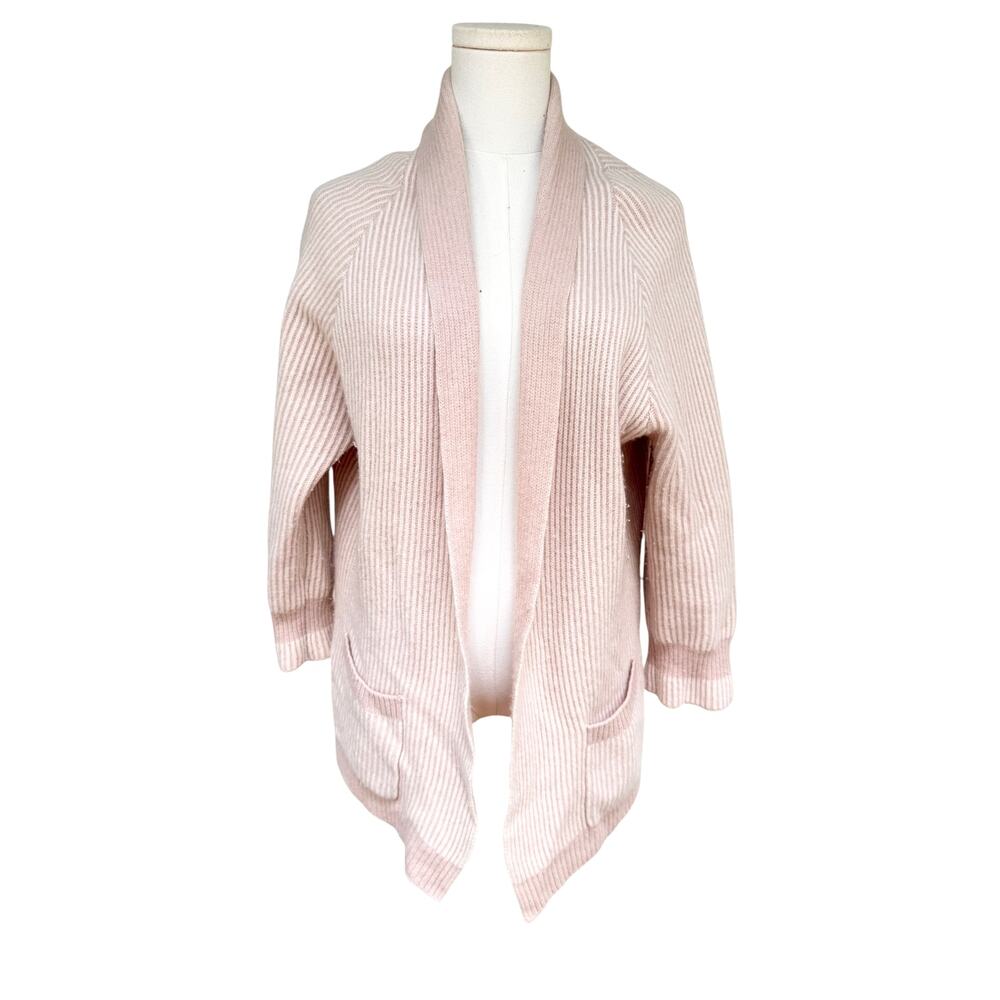 Haven Well Within Recycled Cashmere Shaker Stitch Open Cardigan Sweater Pink